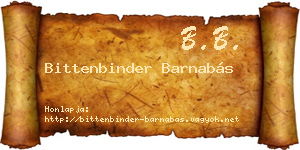 Bittenbinder Barnabás névjegykártya